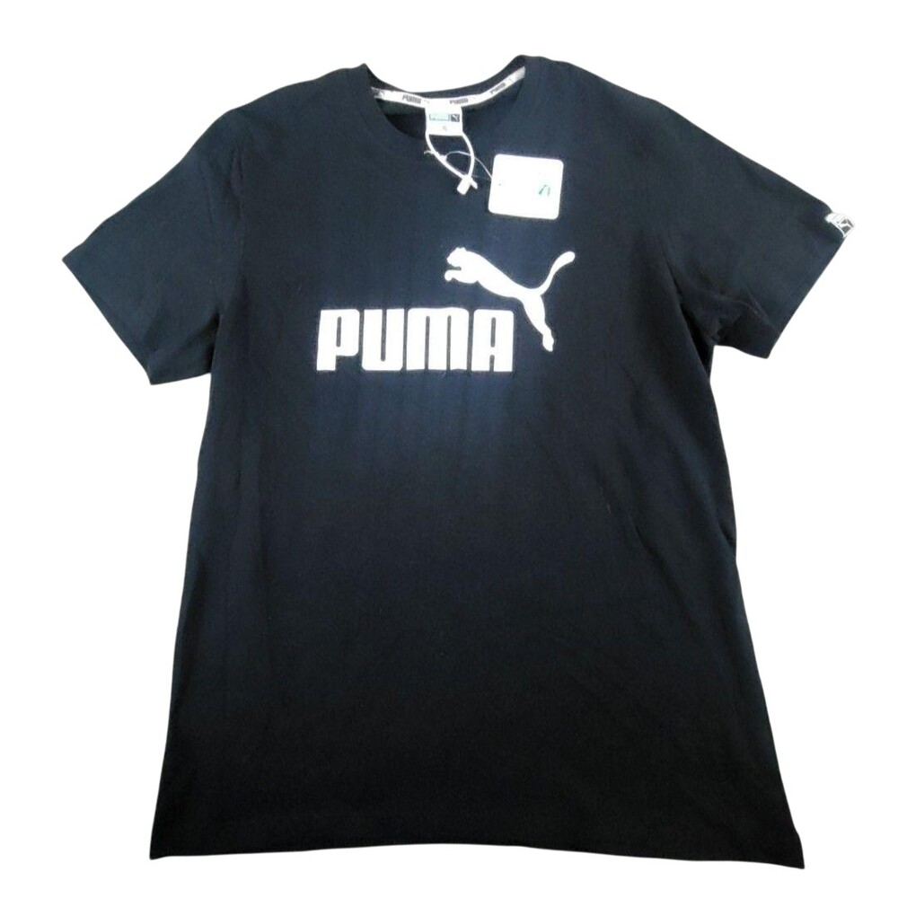 Puma Shirt Mens XL Black Big Logo Graphic Tee Athletic Short Sleeve Casual
